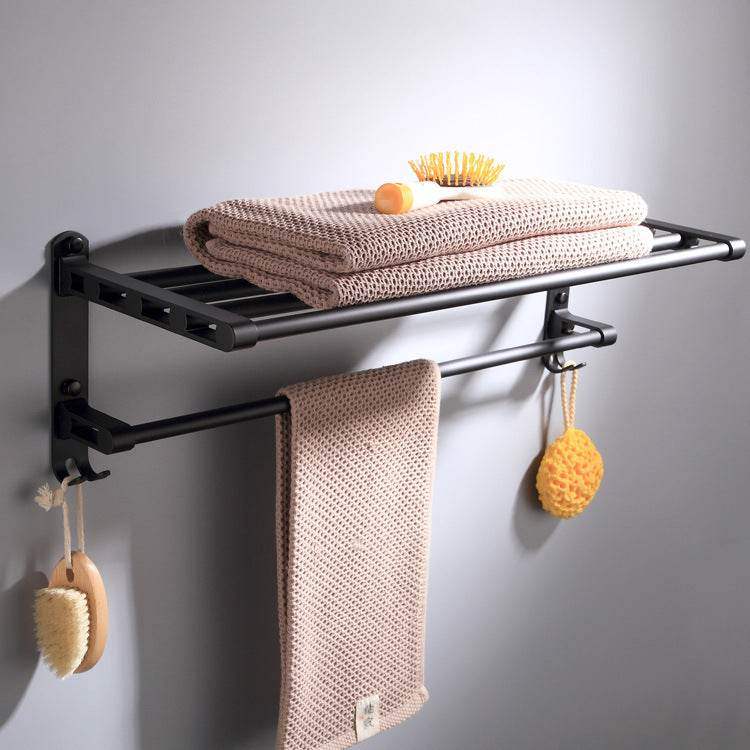 Bathroom Towel Rack - Wall-mounted Matt Black Space Aluminum Design - Mel Store