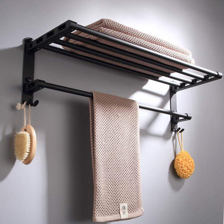 Bathroom Towel Rack - Wall-mounted Matt Black Space Aluminum Design - Mel Store