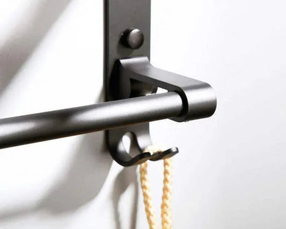 Bathroom Towel Rack - Wall-mounted Matt Black Space Aluminum Design - Mel Store