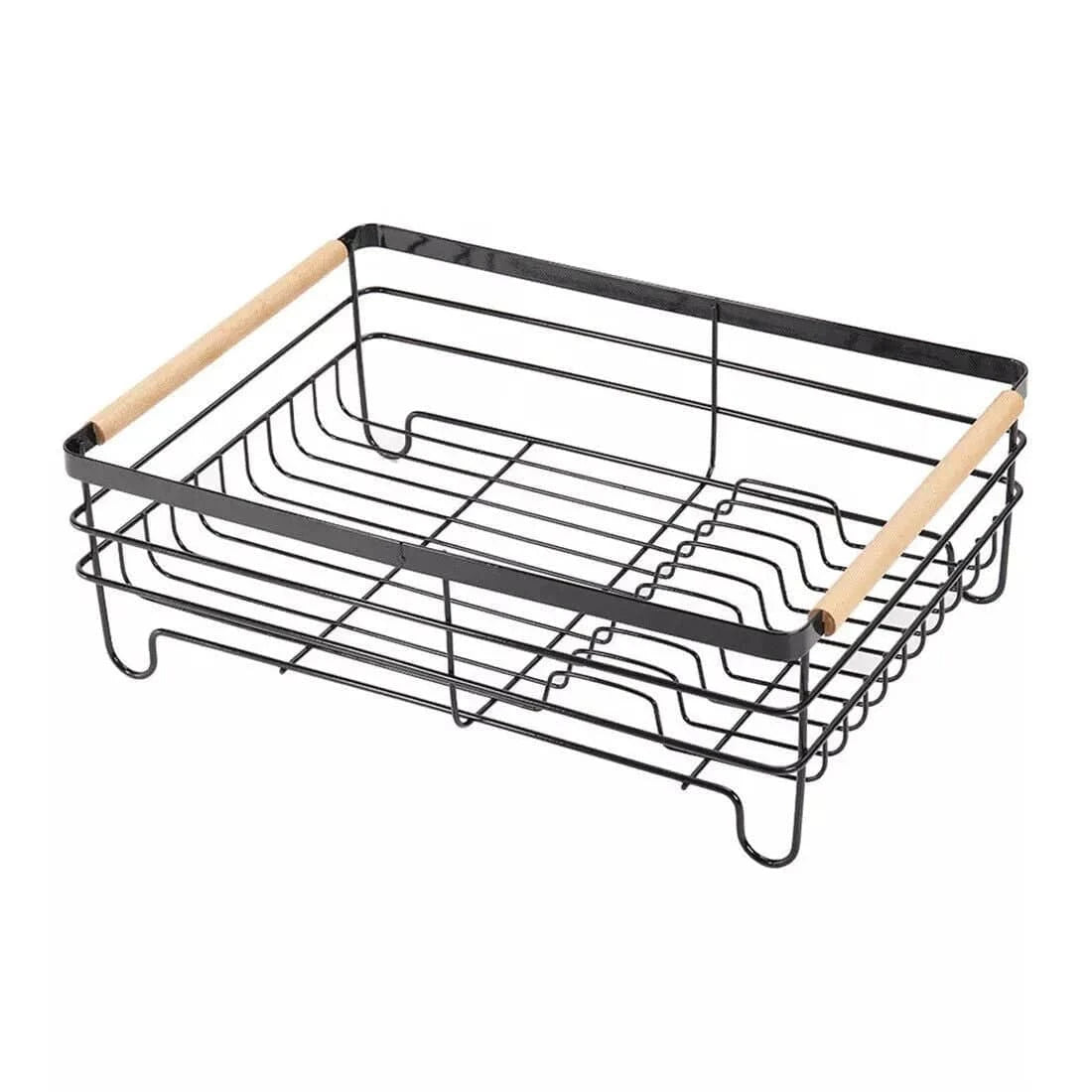 Black Dish Drainer Rack with Drip Tray, Cutlery Holder, and Large Capacity for Kitchen Sink - Mel Store