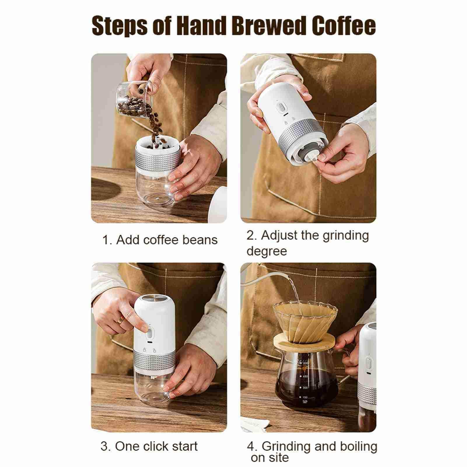 Electric Coffee Grinder with Adjustable Grinding, Auto Stop, and USB Rechargeable Design for Household Use - Mel Store