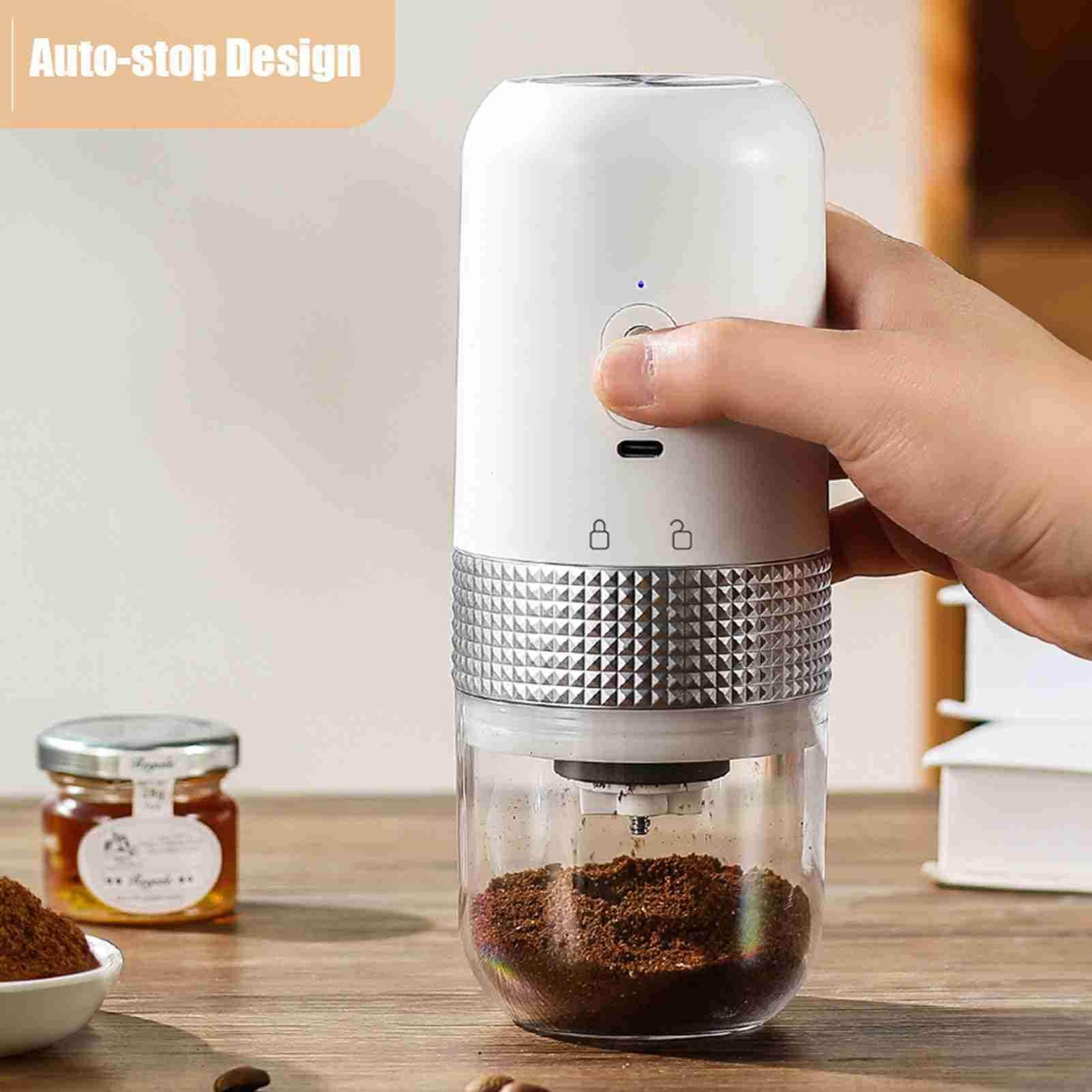 Electric Coffee Grinder with Adjustable Grinding, Auto Stop, and USB Rechargeable Design for Household Use - Mel Store