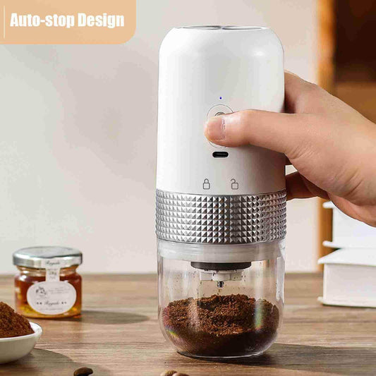 Electric Coffee Grinder with Adjustable Grinding, Auto Stop, and USB Rechargeable Design for Household Use - Mel Store