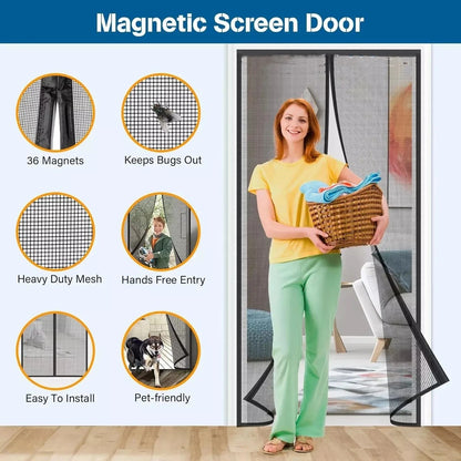 Magnetic Mesh Door Screen for Easy Fastening Against Mosquitoes, Flies, Insects, and Bugs - Mel Store