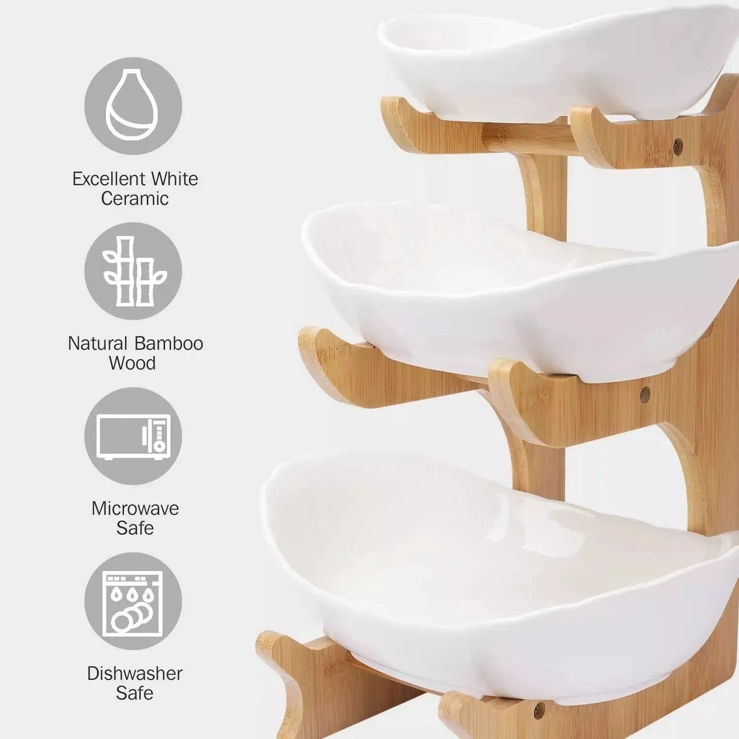 Multifunction Fruit Bowl - 3-Tier Ceramic Countertop Basket for Fruits and Vegetables - Mel Store