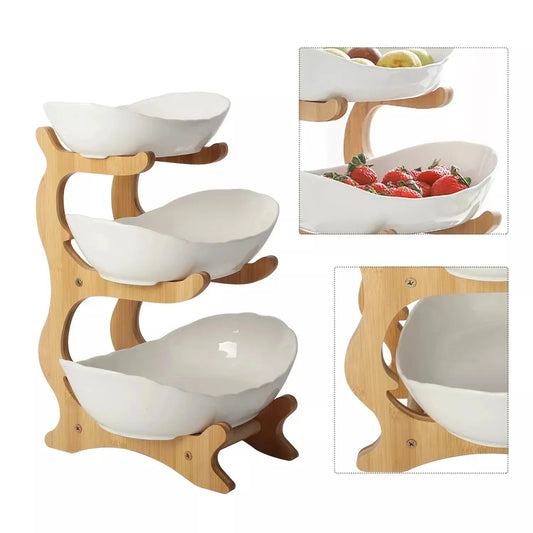 Multifunction Fruit Bowl - 3-Tier Ceramic Countertop Basket for Fruits and Vegetables - Mel Store