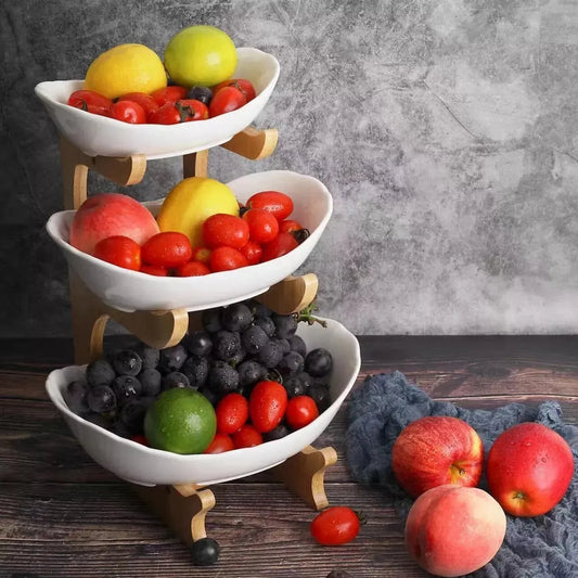 Multifunction Fruit Bowl - 3-Tier Ceramic Countertop Basket for Fruits and Vegetables - Mel Store