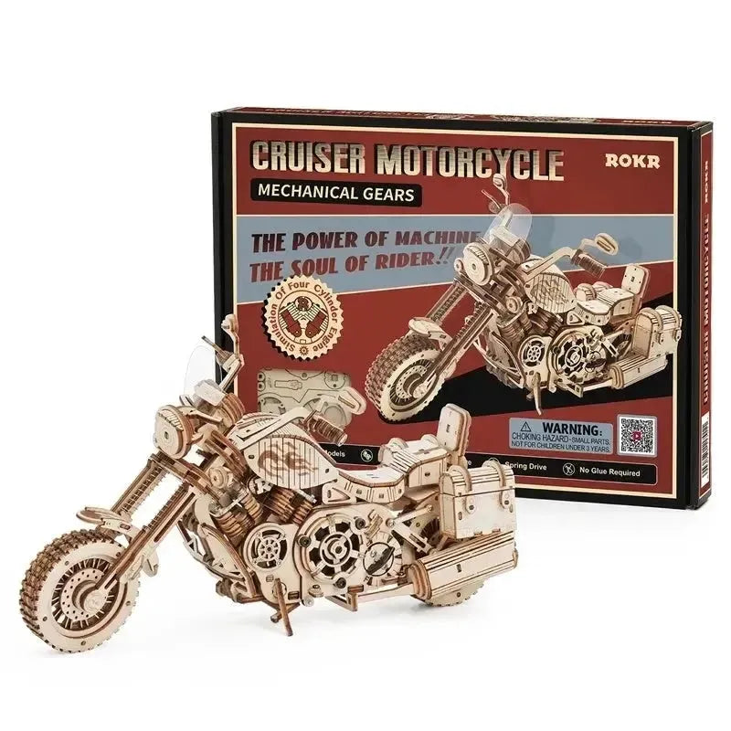 420 Piece Building Block Kit Retro Motorcycle - DIY Wooden Models for Creative Play - Mel Store