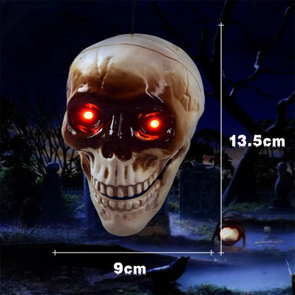 Animated Floating Skeleton Decorations - Realistic Halloween Skull Heads with Scary Sound for Spooky Decor