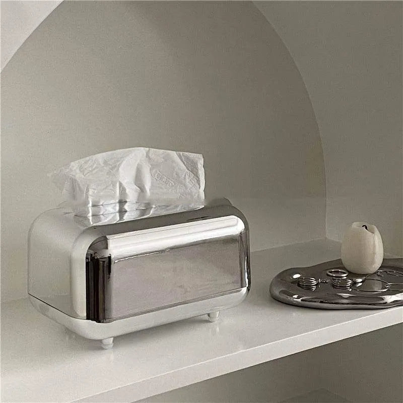 Space Silver Tissue Box - Elegant Silver Tissue Box Design - Mel Store