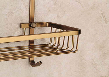 Aluminium Bathroom Pendant Rack - Antique Brushed Bronze Double-layer Mesh Basket for Stylish Organizing of Cosmetics and Toiletries - Mel Store