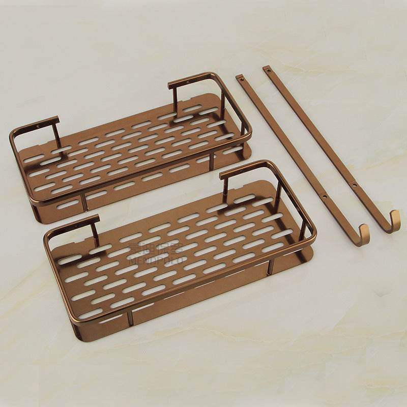 Aluminium Bathroom Pendant Rack - Antique Brushed Bronze Double-layer Mesh Basket for Stylish Organizing of Cosmetics and Toiletries - Mel Store