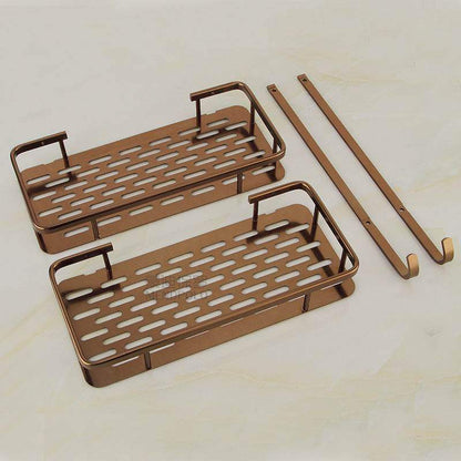 Aluminium Bathroom Pendant Rack - Antique Brushed Bronze Double-layer Mesh Basket for Stylish Organizing of Cosmetics and Toiletries - Mel Store