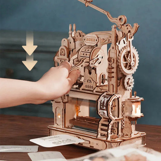 ROKR 3D Wooden Puzzle Model - Printing Press Mechanical - Mel Store