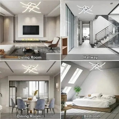 Modern LED Ceiling Light 4 Wave Design for Kitchen, Living Room, and Bedroom - Dimmable Lamp - Mel Store