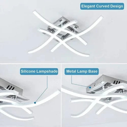 Modern LED Ceiling Light 4 Wave Design for Kitchen, Living Room, and Bedroom - Dimmable Lamp - Mel Store