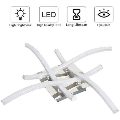 Modern LED Ceiling Light 4 Wave Design for Kitchen, Living Room, and Bedroom - Dimmable Lamp - Mel Store