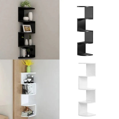 New 5 Tier Floating Wall Shelves Corner Shelf Storage Display Bookcase Unit - Mel Store