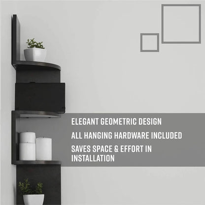 New 5 Tier Floating Wall Shelves Corner Shelf Storage Display Bookcase Unit - Mel Store