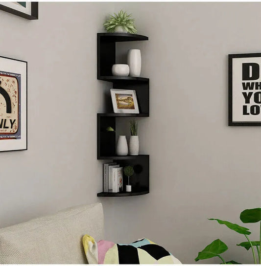 New 5 Tier Floating Wall Shelves Corner Shelf Storage Display Bookcase Unit - Mel Store