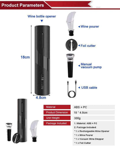 Rechargeable Wine Opener - Effortless Cork Removal & Stylish Wine Accessory - Mel Store
