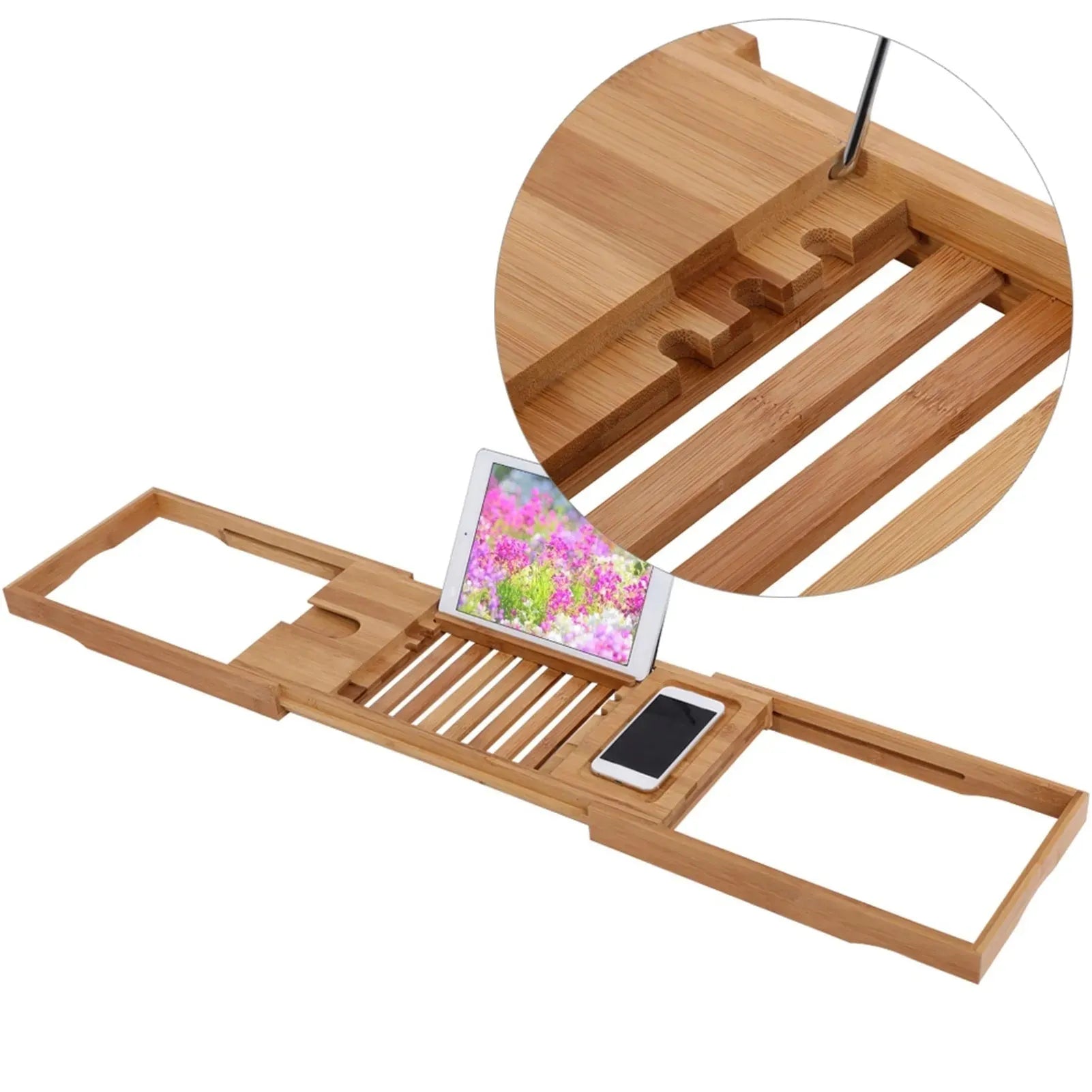 Extendable Bamboo Bathtub Rack - Mel Store