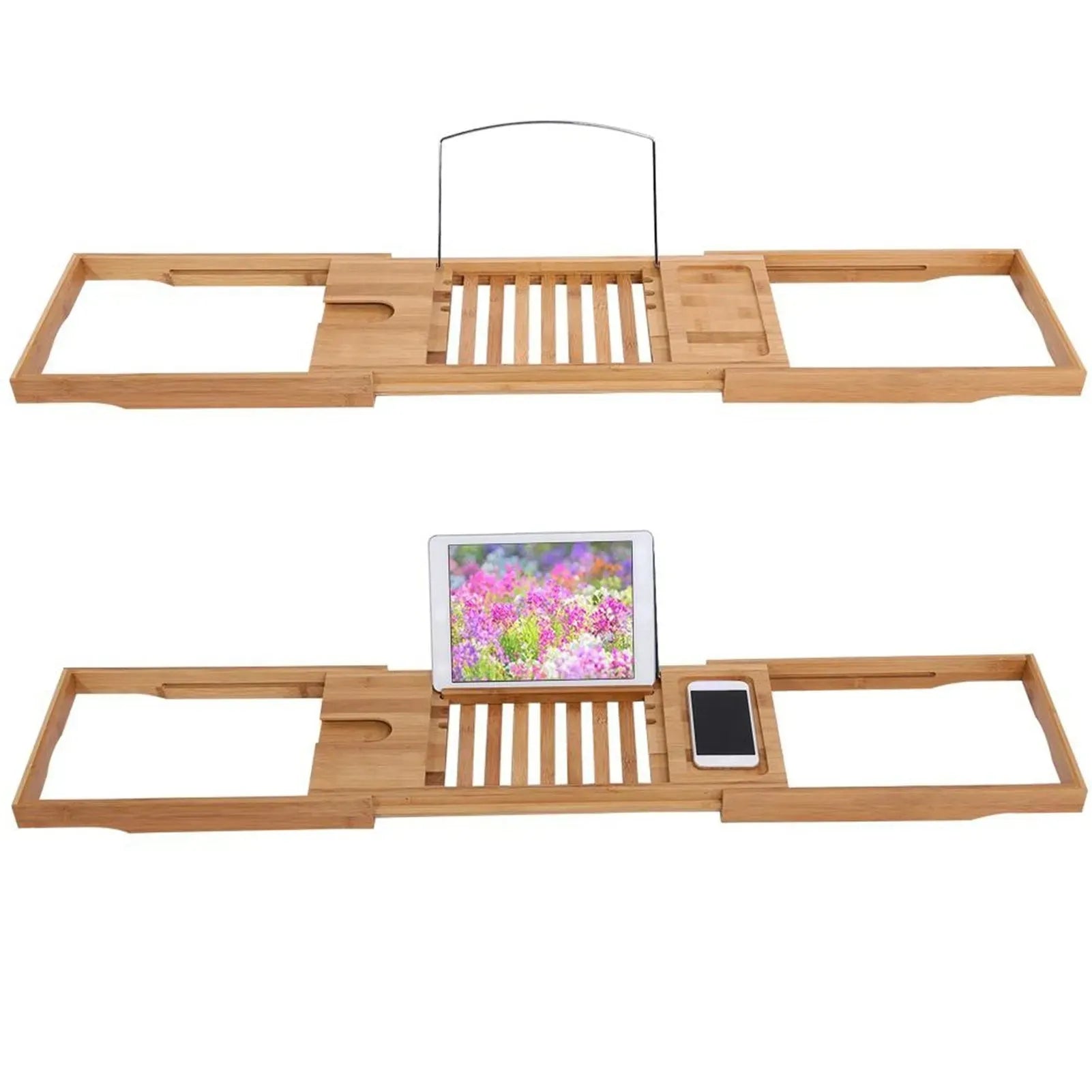 Extendable Bamboo Bathtub Rack - Mel Store