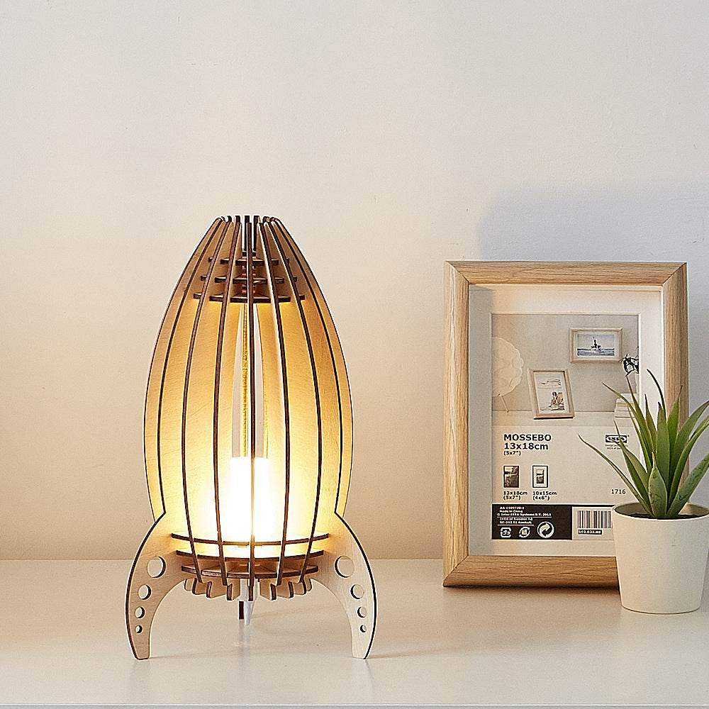 Space Rocket Night Lamp - Creative Bedside Lamp with Unique Carving Design - Mel Store
