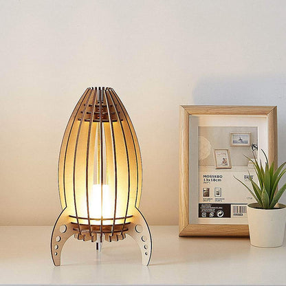 Space Rocket Night Lamp - Creative Bedside Lamp with Unique Carving Design - Mel Store