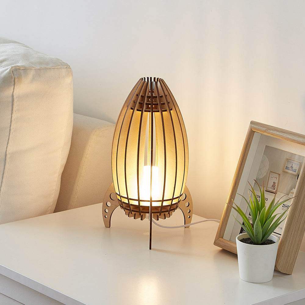 Space Rocket Night Lamp - Creative Bedside Lamp with Unique Carving Design - Mel Store
