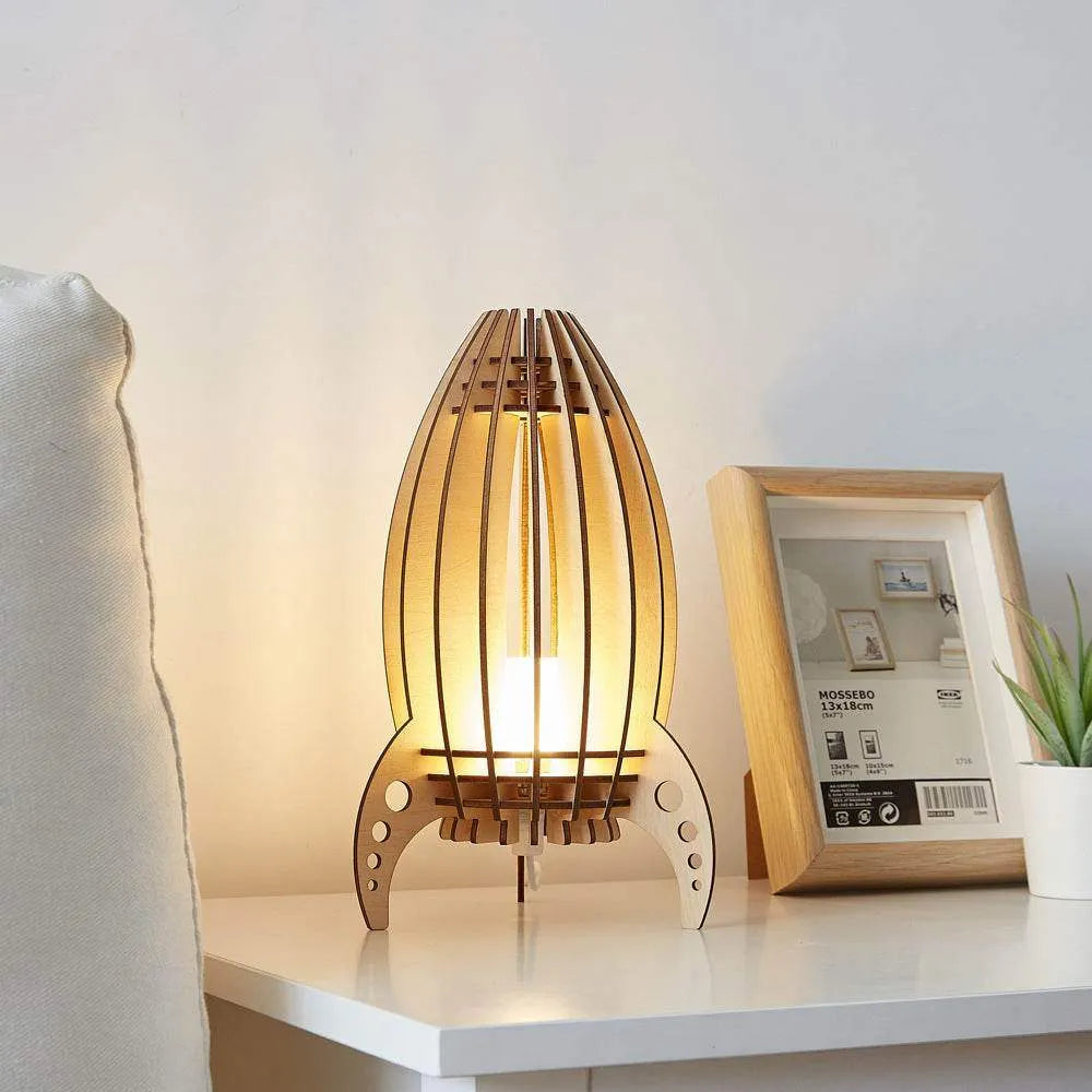 Space Rocket Night Lamp - Creative Bedside Lamp with Unique Carving Design - Mel Store