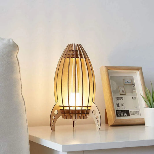 Space Rocket Night Lamp - Creative Bedside Lamp with Unique Carving Design - Mel Store