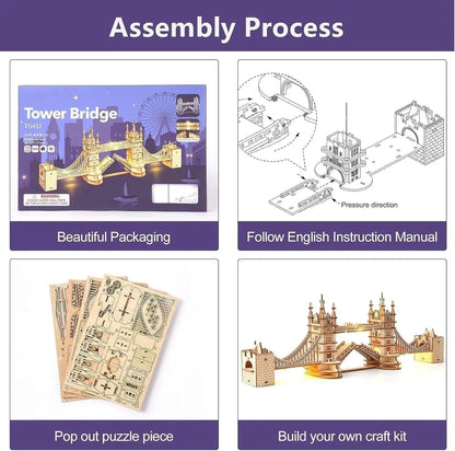 ROBOTIME London Tower Bridge 3D Puzzle Wooden Model Kit - Mel Store