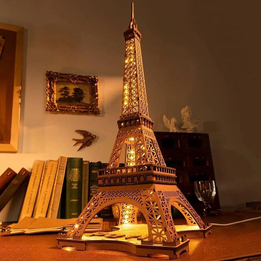 ROBOTIME Rolife Eiffel Tower Wooden Puzzle TGL01 with 4 Light Shows - Perfect Gift - Mel Store