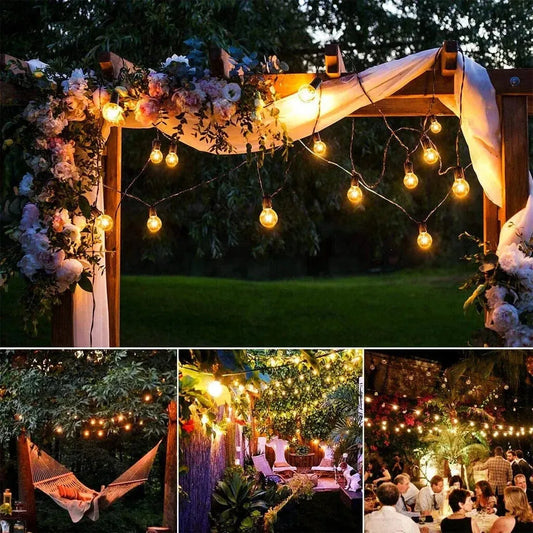 25-50FT Outdoor Festoon Lights Globe String Fairy Lights G40 Bulbs for Garden Wedding Home - Mel Store