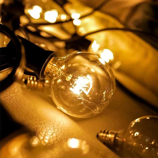 25-50FT Outdoor Festoon Lights Globe String Fairy Lights G40 Bulbs for Garden Wedding Home - Mel Store