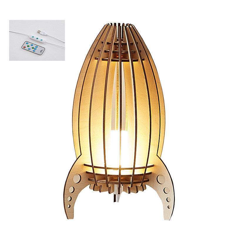 Space Rocket Night Lamp - Creative Bedside Lamp with Unique Carving Design - Mel Store